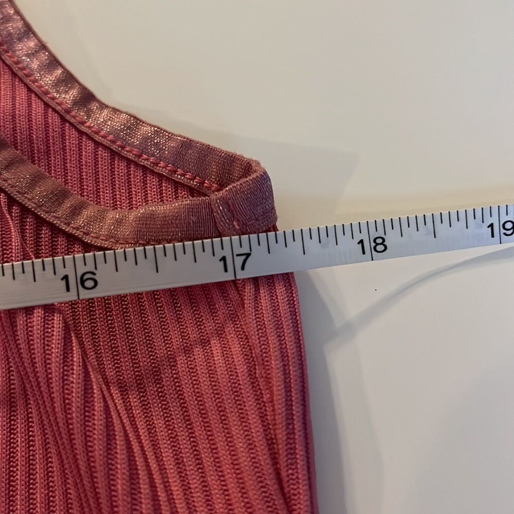 Allison Daley Petite pink ribbed top with satin trim sleeveless scoopneck SZ PS - Picture 8 of 9